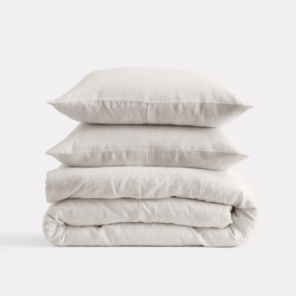 NWT Quince European Linen Light Tan King Duvet Cover Set with Shams in Sand - Picture 7 of 7